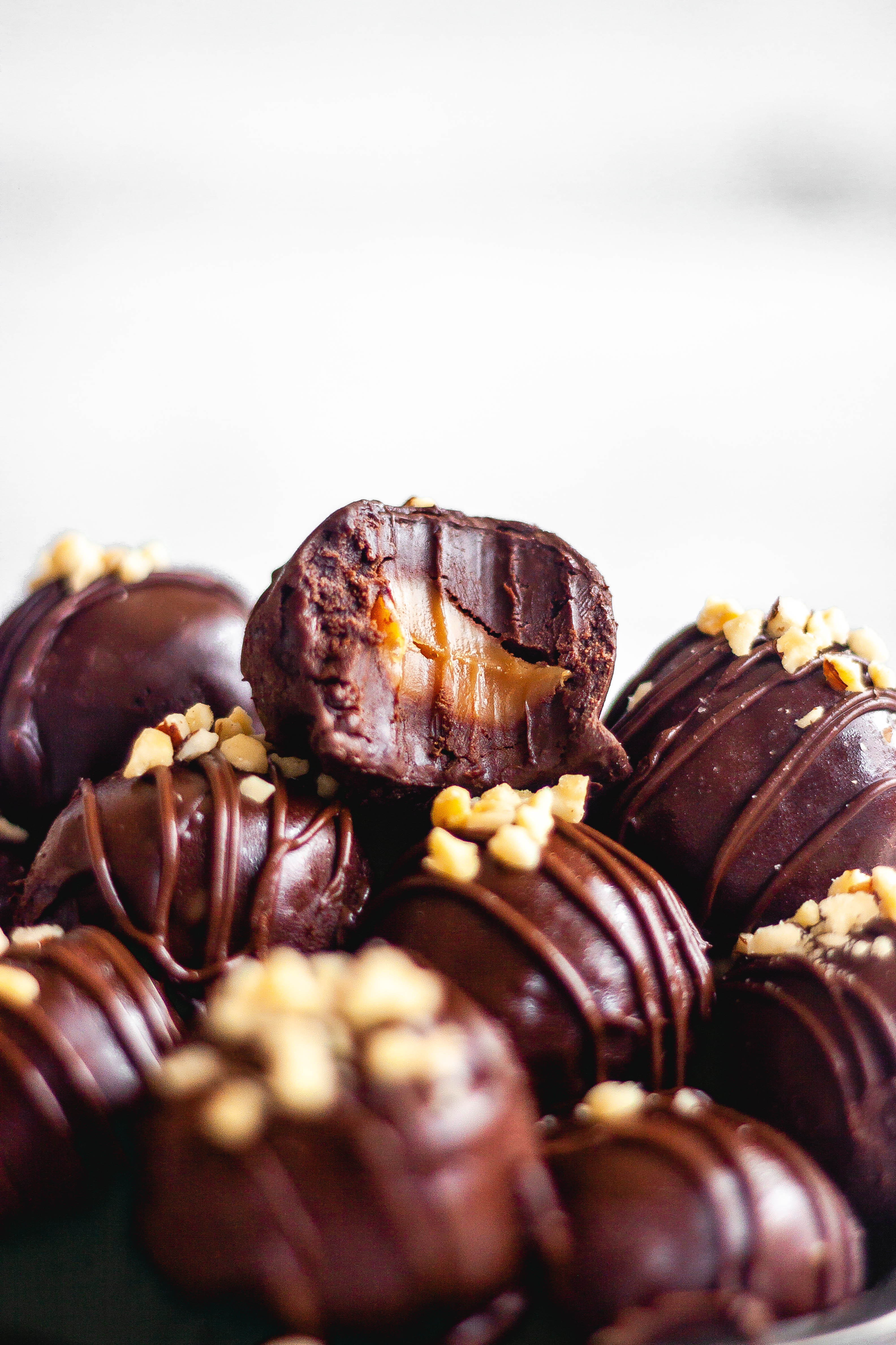 nutella truffles piled up on a vintage metal pan