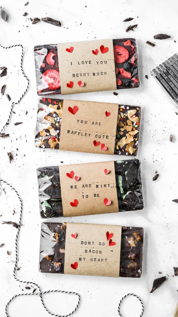 diy valentine's day chocolate bars with homemade wraps