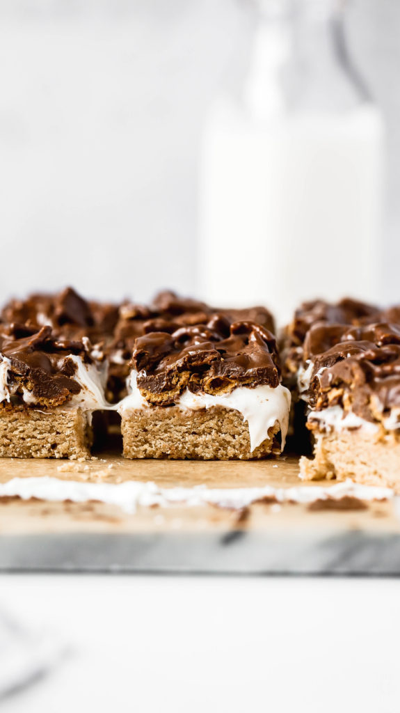 showing the layers of this s'mores bar recipe