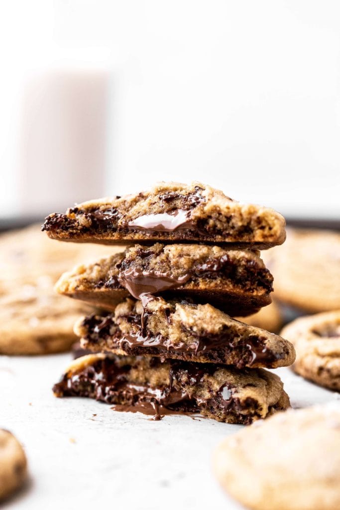a stack of nutella stuffed cookies