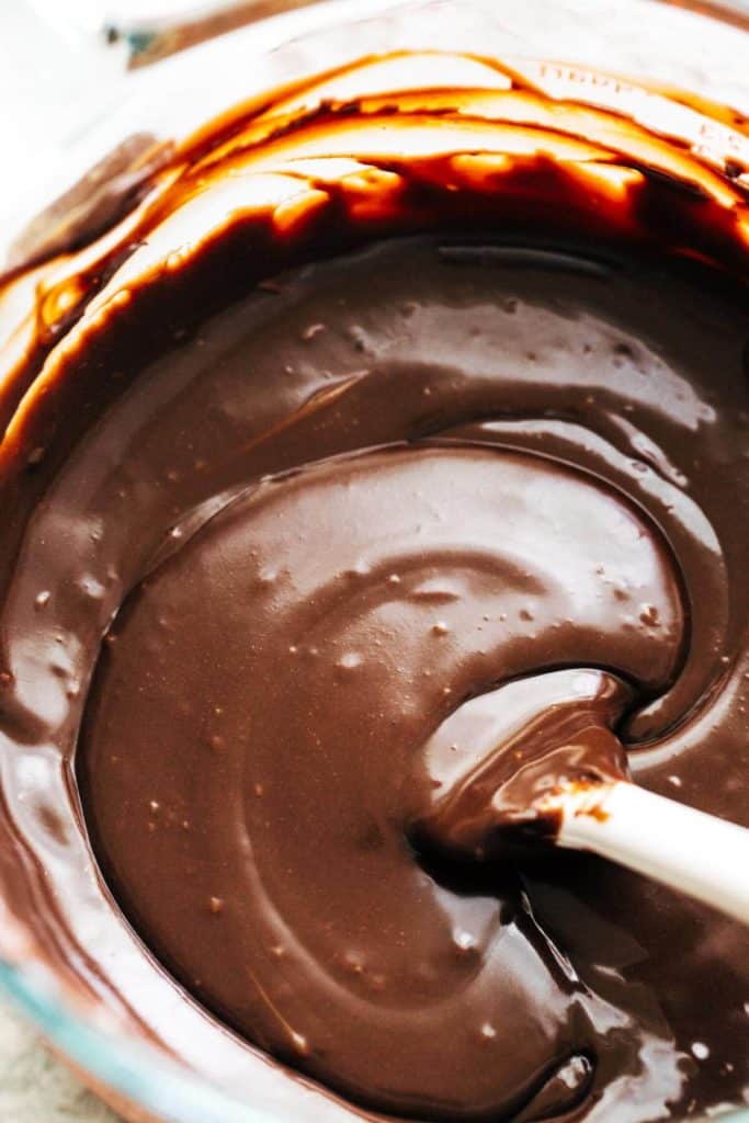 a bowl of smooth chocolate ganache