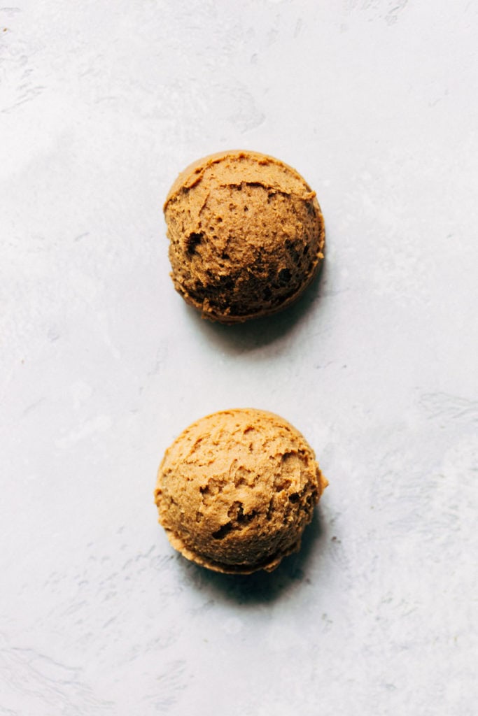 two scoops of molasses cookie dough
