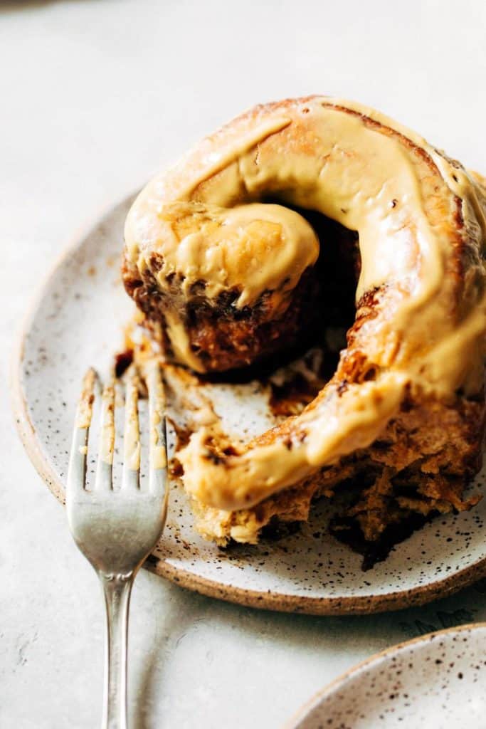 a plated gingerbread cinnamon roll