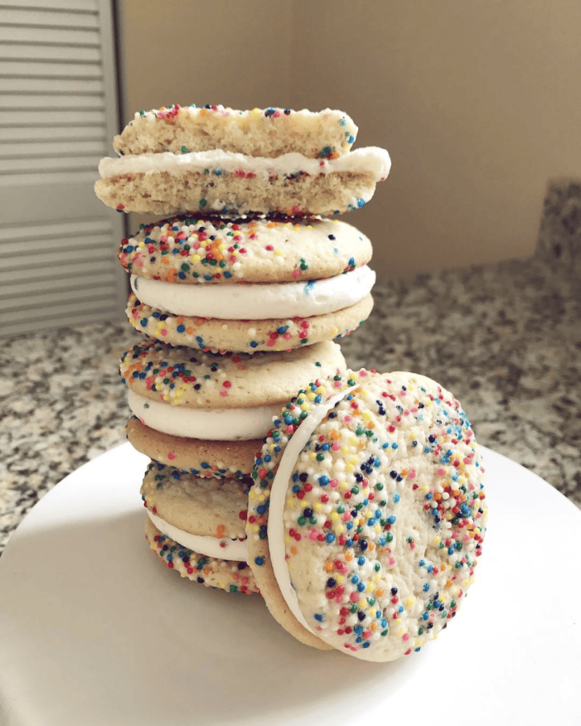a stack of funetti sandwich cookies