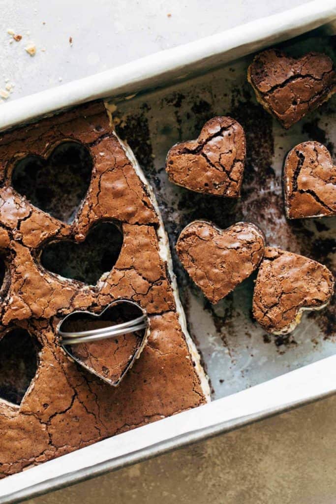 heart shaped cut outs of brownie ice cream sandwiches