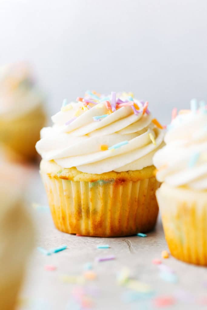 vanilla cupcake with homemade sprinkles