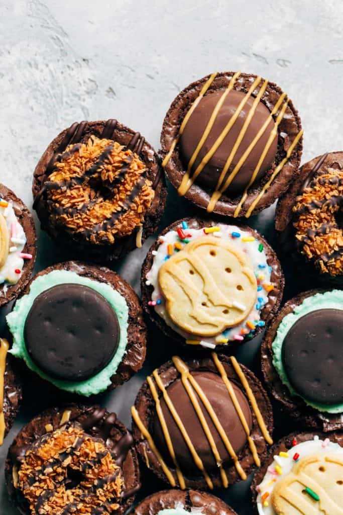 girl scout cookie brownie cups crowded together