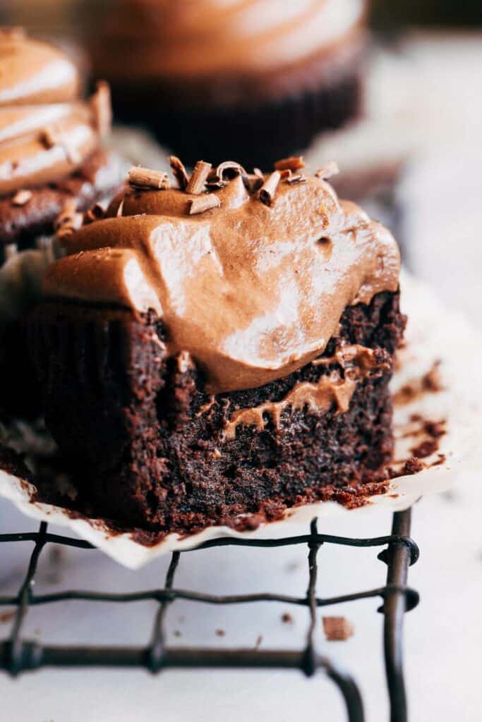 inside of a chocolate mousse cupcake