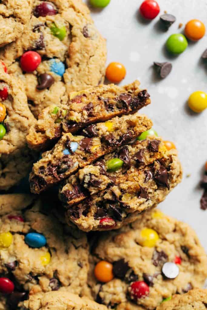 monster cookies sliced in half