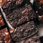 close up on the texture of fudgy brownies