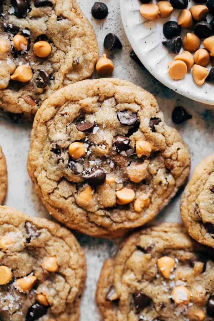 close up on the top of a butterscotch cookie