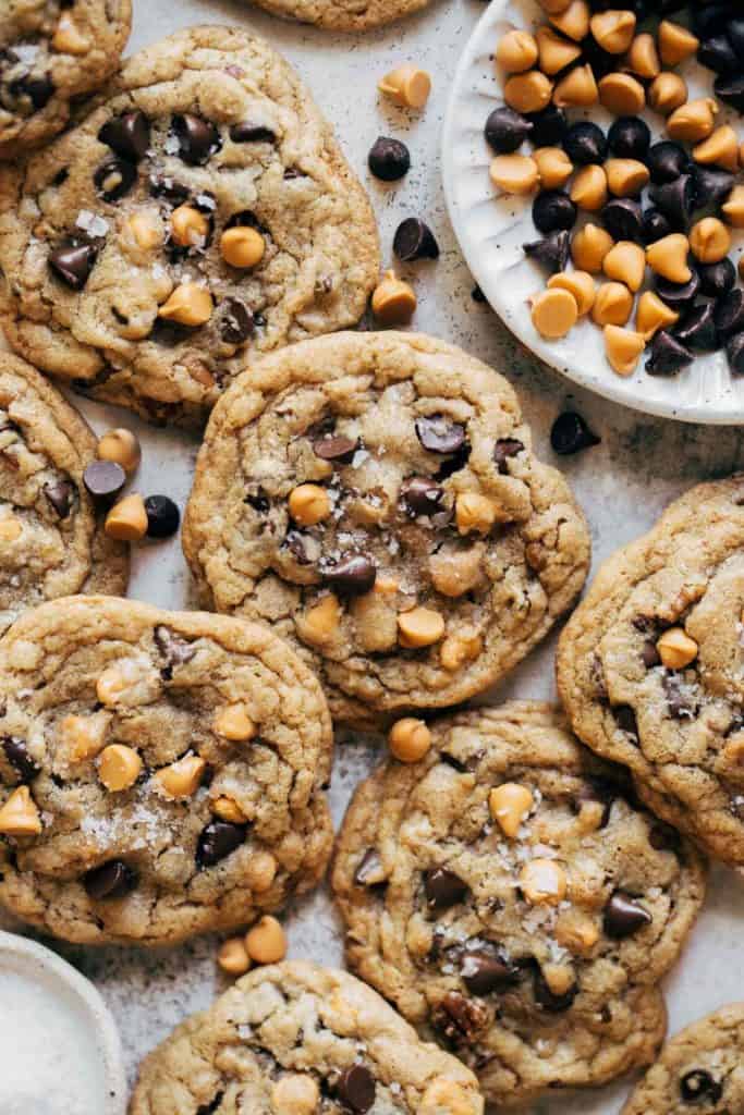 a cluster of butterscotch chocolate chip cookies
