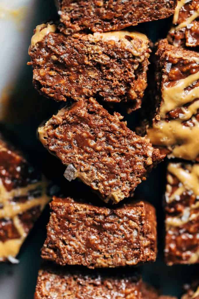 close up on the texture of chocolate marshmallow bars