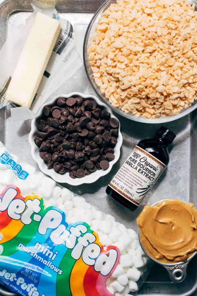 ingredients for chocolate marshmallow bars