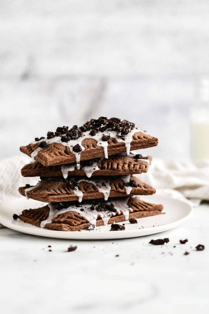 a stack of homemade cookies and cream pop tarts