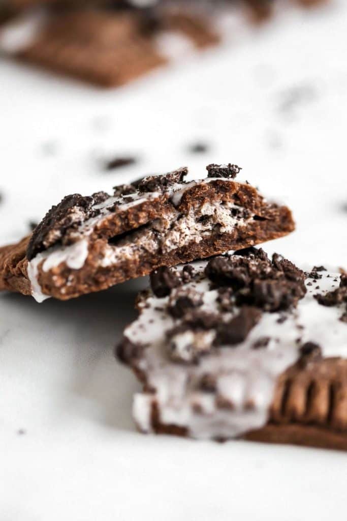 the inside of a cookies and cream pop tart