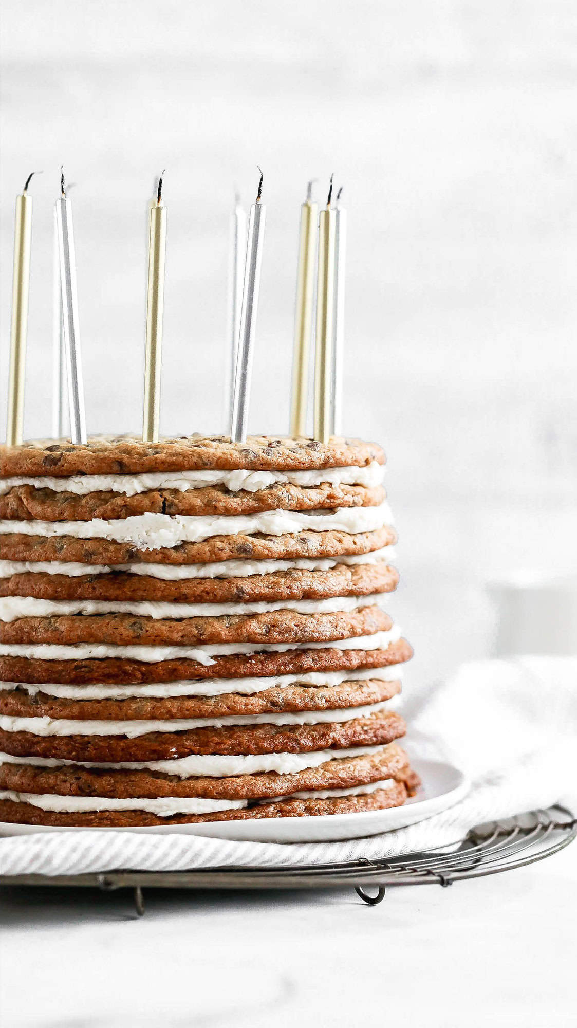 a ten layer chocolate chip cookie cake