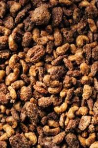 close up on homemade candied nuts