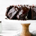 slices of chocolate peppermint bundt cake