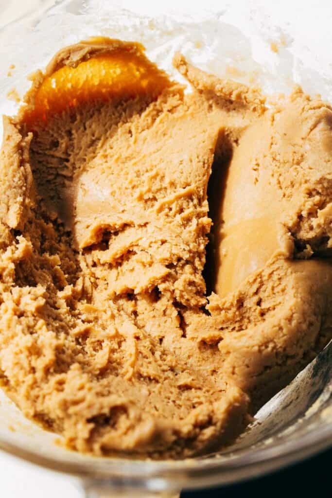 a bowl of cookie butter dough