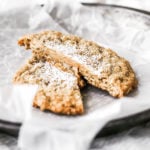 a gooey butter oatmeal cookie cut in half