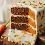 the inside of a sliced carrot cake