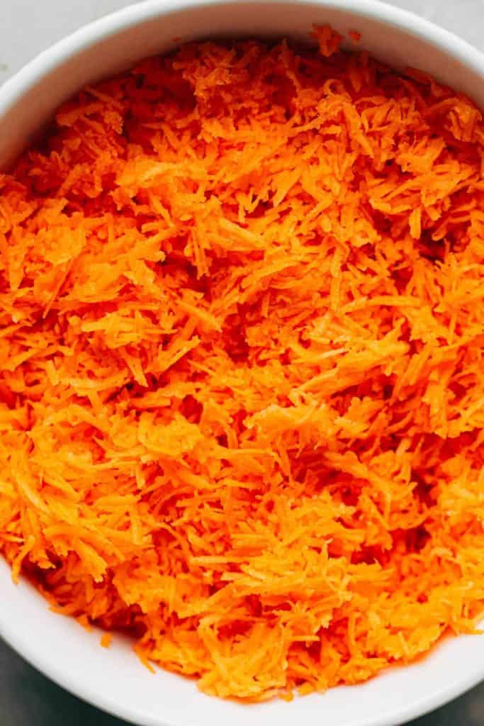 a bowl of shredded carrots