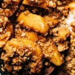 close up on tender apples in an apple crisp