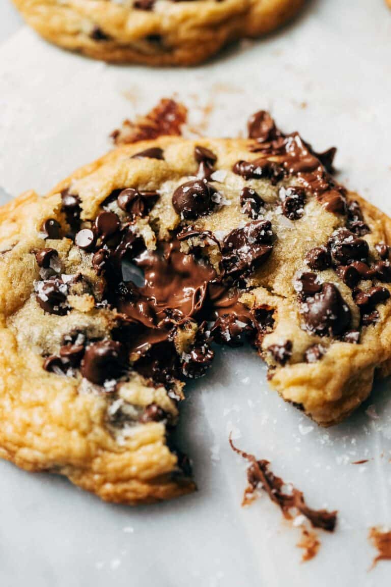 the inside of a nutella stuffed chocolate chip cookie