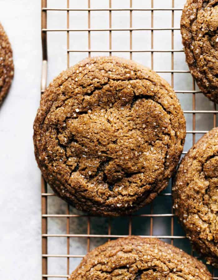 soft molasses cookies on a cooling rack