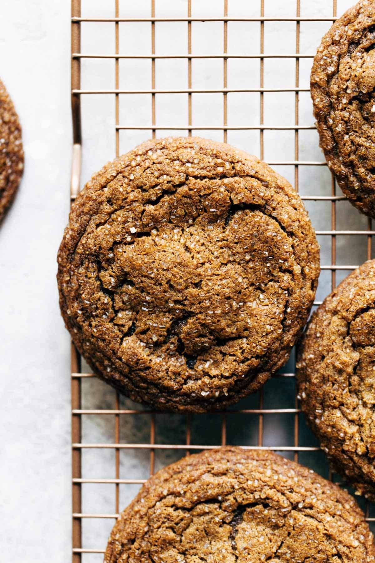 soft molasses cookies on a cooling rack