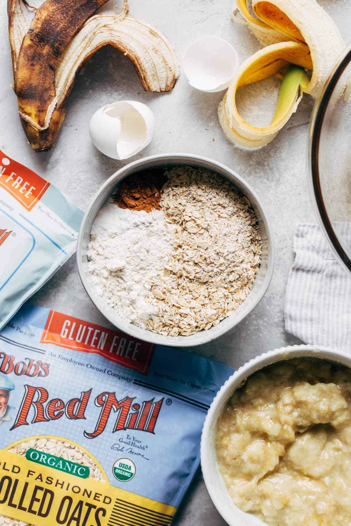 a bowl of dry ingredients for banana bread