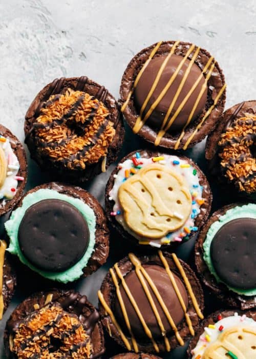 girl scout cookie brownie cups crowded together