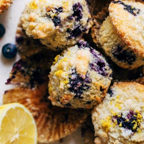 lemon blueberry muffins unwrapped