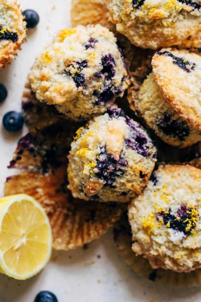 lemon blueberry muffins unwrapped