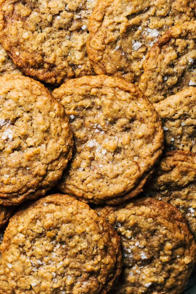 brown butter oatmeal cookies on a cooling rack