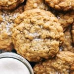 the top of an oatmeal cookie with sea salt