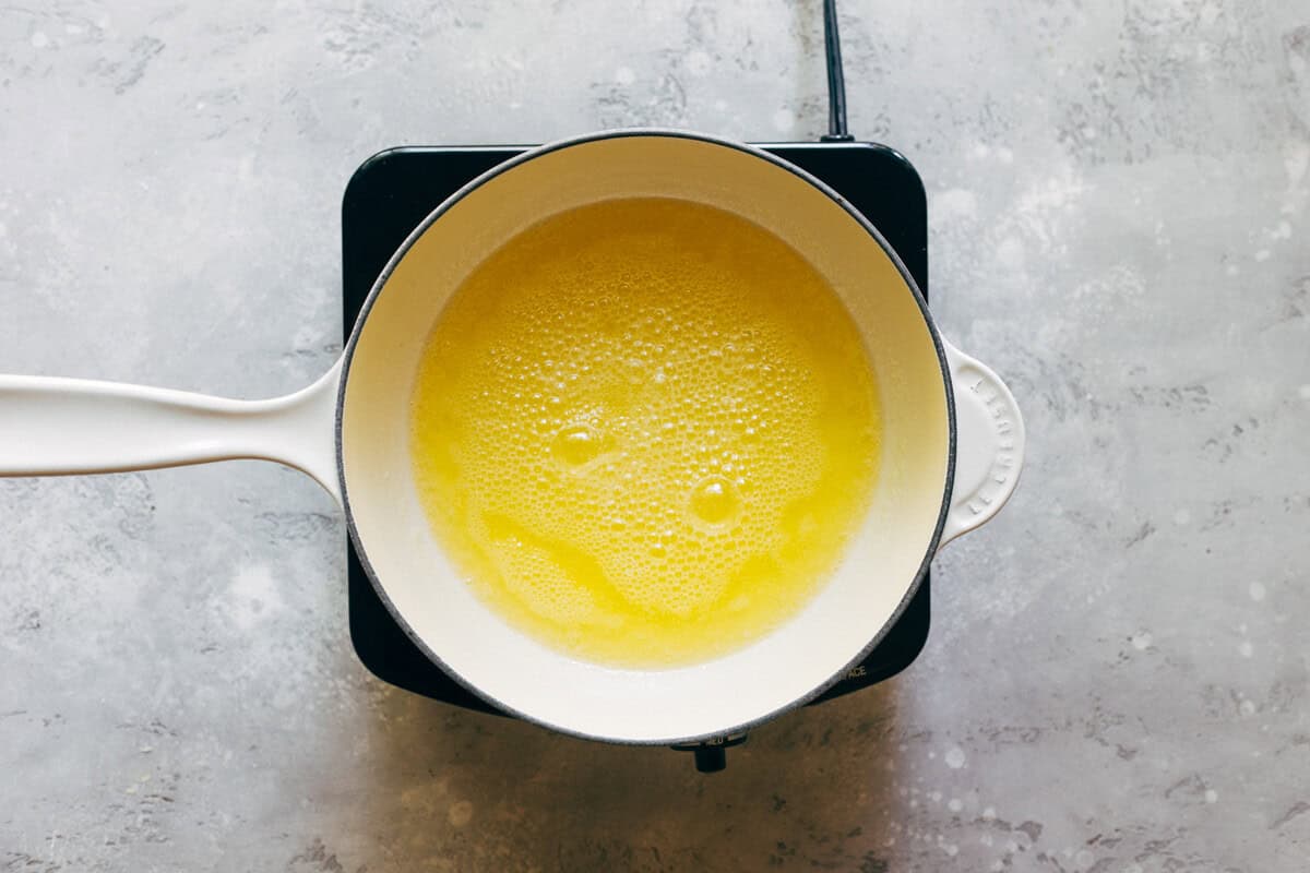 butter melted in a saucepan