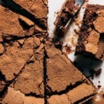 close up on a sliced flourless cake