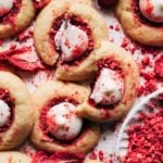 scattered strawberry cheesecake cookies