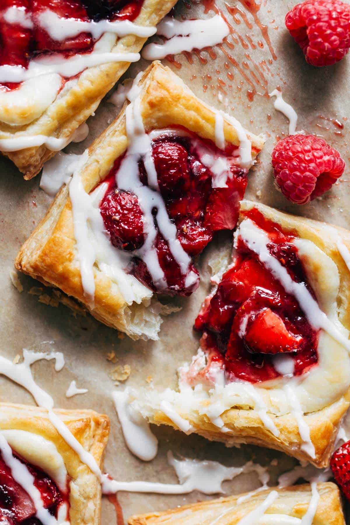 a cream cheese danish split in half