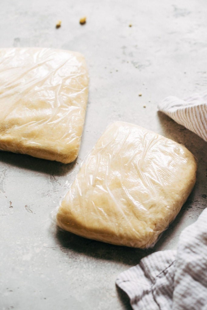 pie dough wrapped in plastic wrap