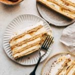 banana icebox cake slices on small places