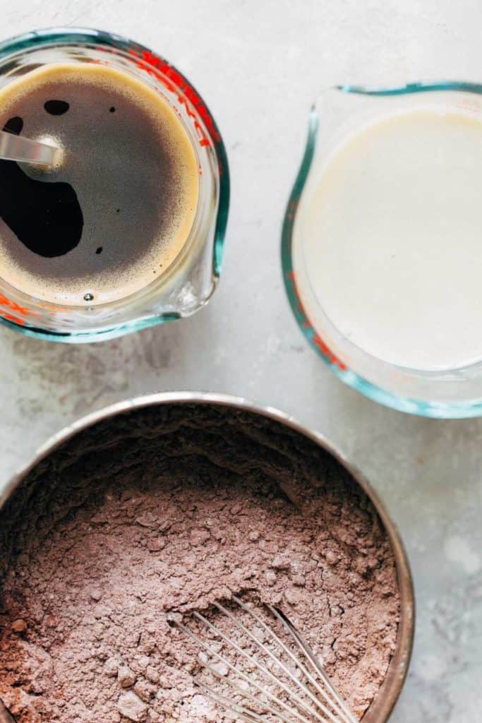 containers of chocolate cake ingredients