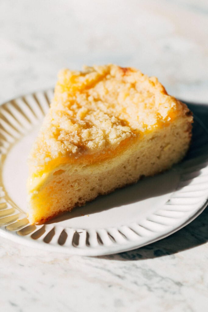 slice of lemon cream cheese coffee cake