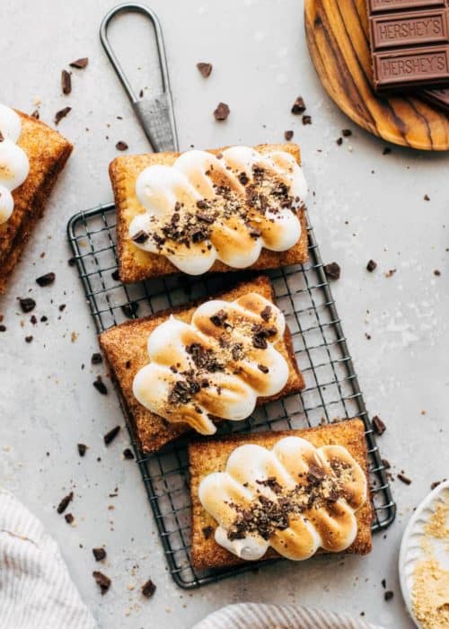 puff pastry smores on a wire cooling rack