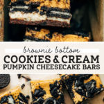 brownie pumpkin cheesecake bars pinterest graphic