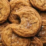 close up on a pumpkin cookie with a bite taken out