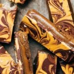 close up on slices of butterbeer twix