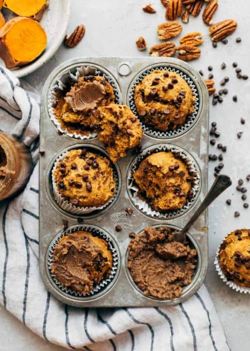 sweet potato muffins in a vintage muffin tin